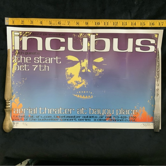 2001 INCUBUS & THE START Concert Poster Jermaine Rogers 2001 Offset Collection - Picture 4 of 9